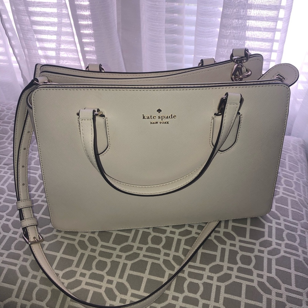 kate spade cream leather satchel with detachable strap